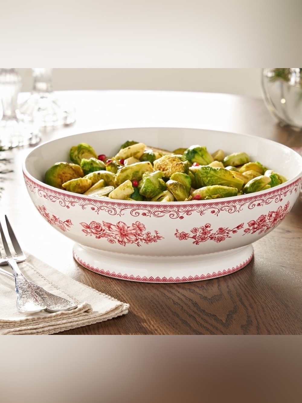 The Pioneer Woman Agatha Red Stoneware Serving Bowl 12"x4" Footed Base